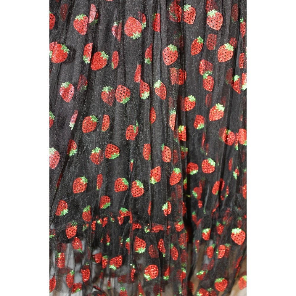 Hot Topic Strawberry Mesh Dress Indie Fairycore Tulle Y2K Ethereal Glitter SZ Sm - Picture 9 of 13